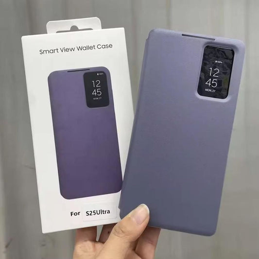 Samsung Galaxy S25 ULTRA Smart S-View app installed Window Flip Wallet Leather Cover (Purple)