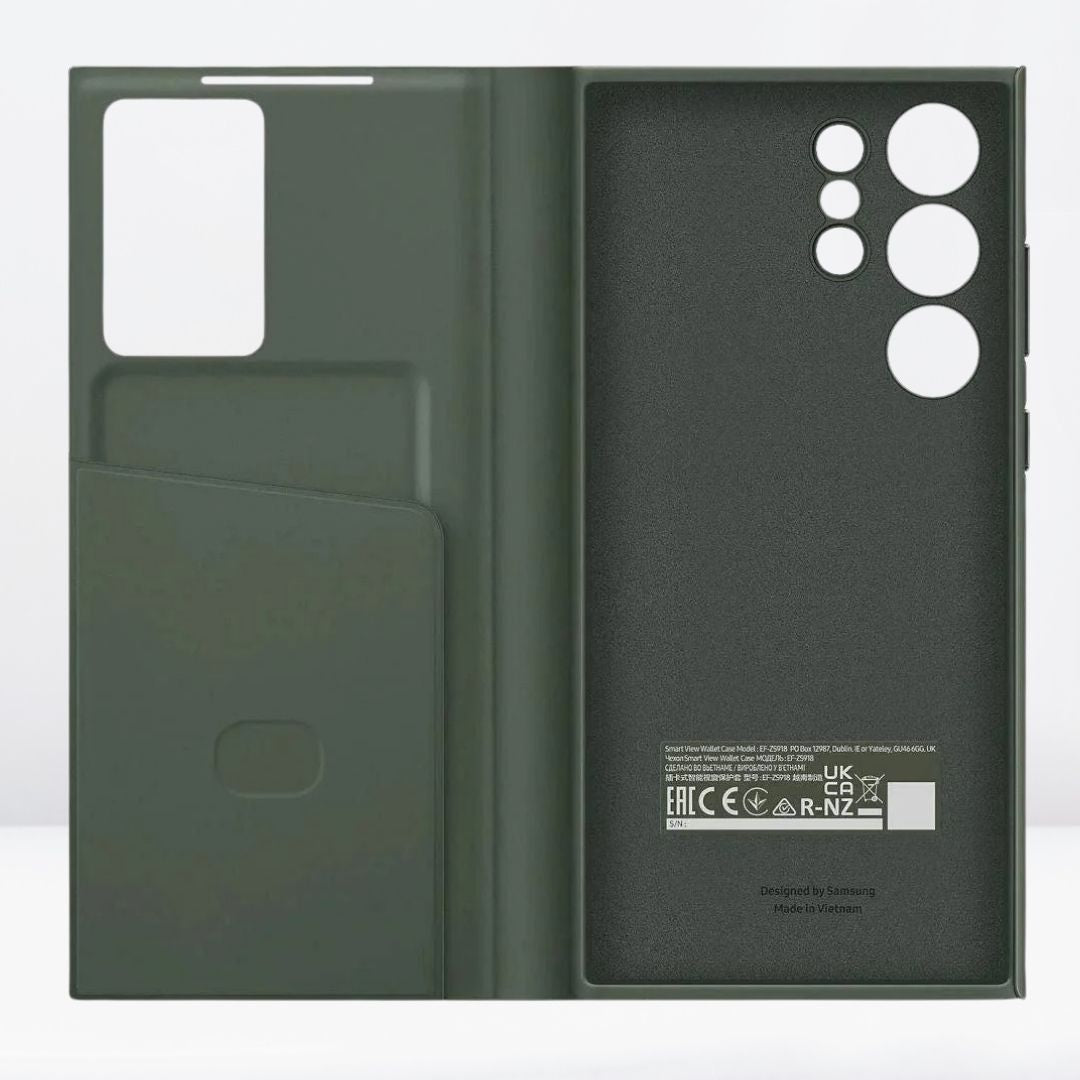 Samsung Galaxy S23/S23 Ultra Smart S-View Window Flip Wallet Leather Case (Dark Green)