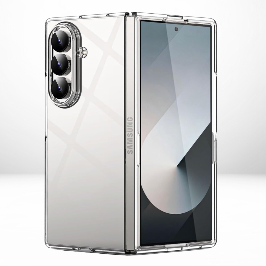 Samsung Galaxy Z Fold7 Anti-Yellow Transparent Case with Hinge & Front Tempered Glass