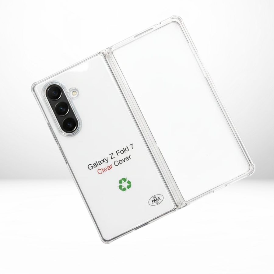 Samsung Galaxy Z Fold7 Anti-Yellow Transparent Case with Hinge & Front Tempered Glass