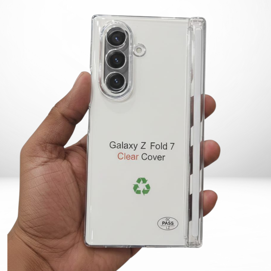 Samsung Galaxy Z Fold7 Anti-Yellow Transparent Case with Hinge & Front Tempered Glass