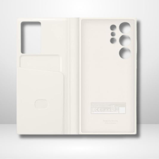 Samsung Galaxy S23 Ultra Smart S-View Window Flip Wallet Leather Case (Cream)