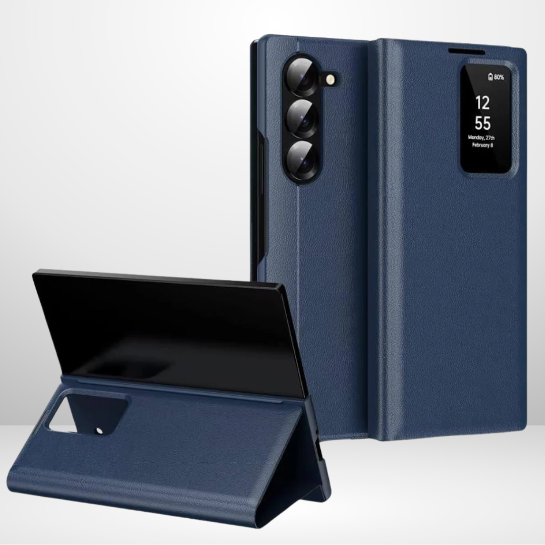 Samsung Galaxy Z FOLD 6 Smart S-View app installed Window Flip Wallet Leather Case