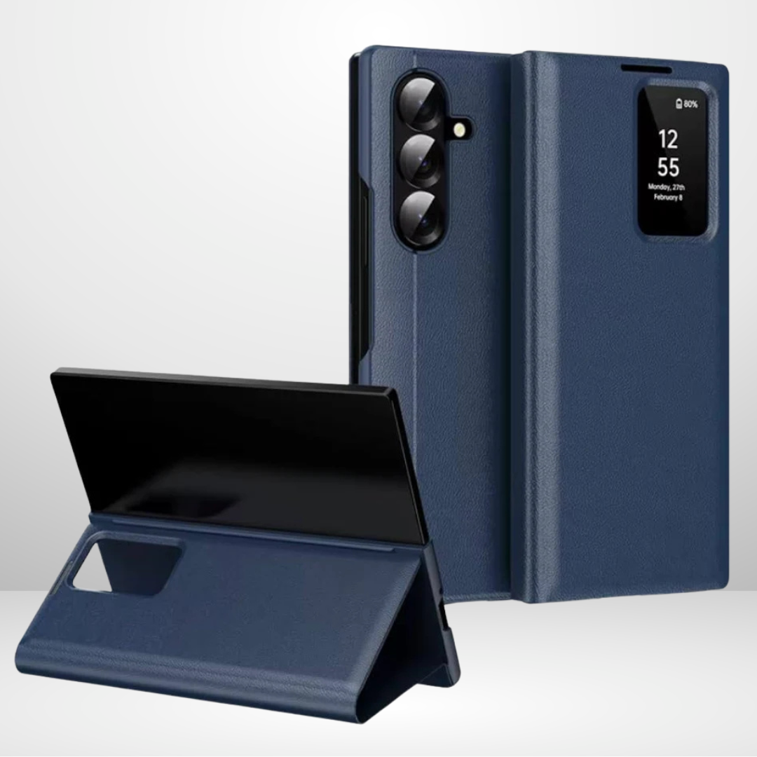 Samsung Galaxy Z FOLD 7 Smart S-View app installed Window Flip Wallet Leather Case
