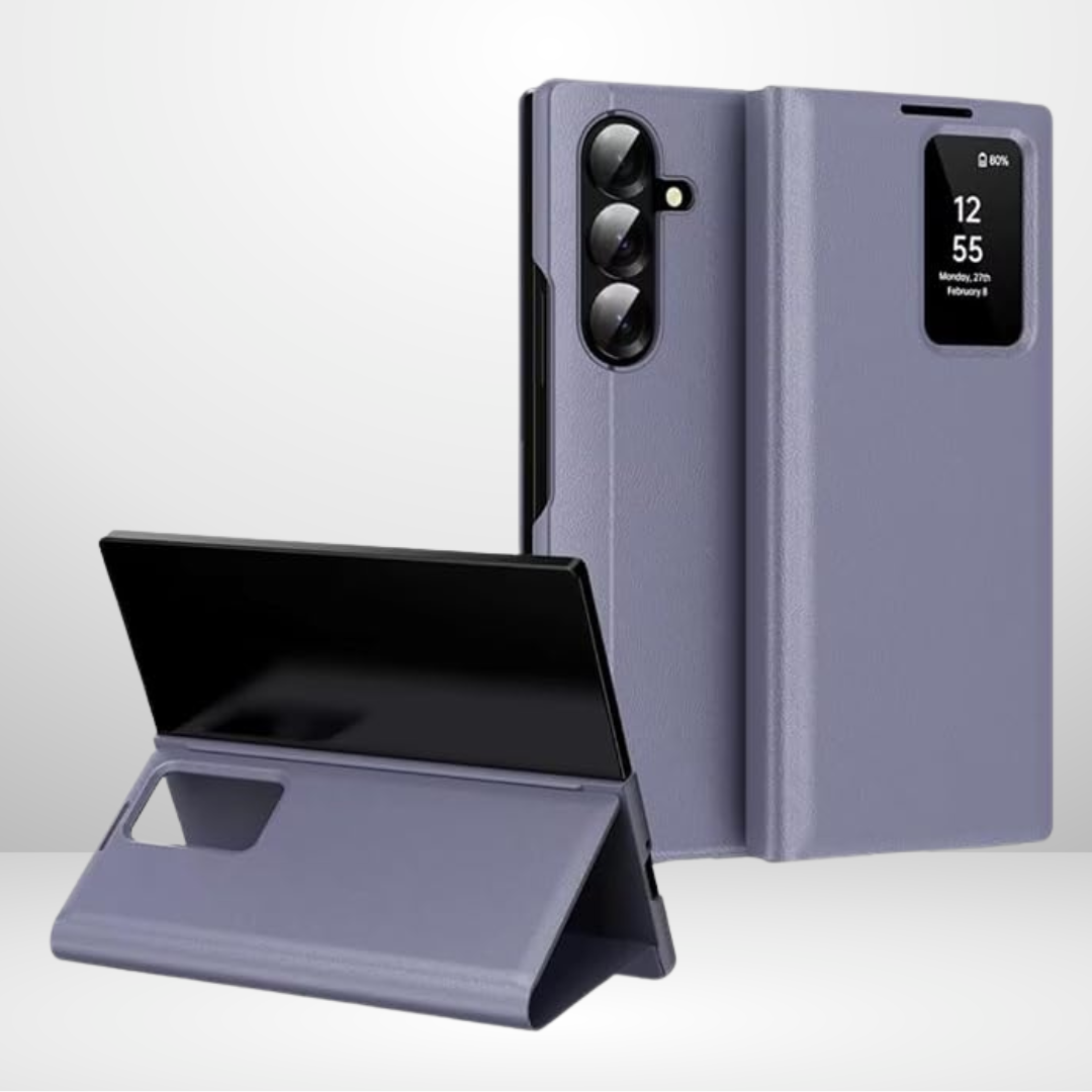 Samsung Galaxy Z FOLD 7 Smart S-View app installed Window Flip Wallet Leather Case