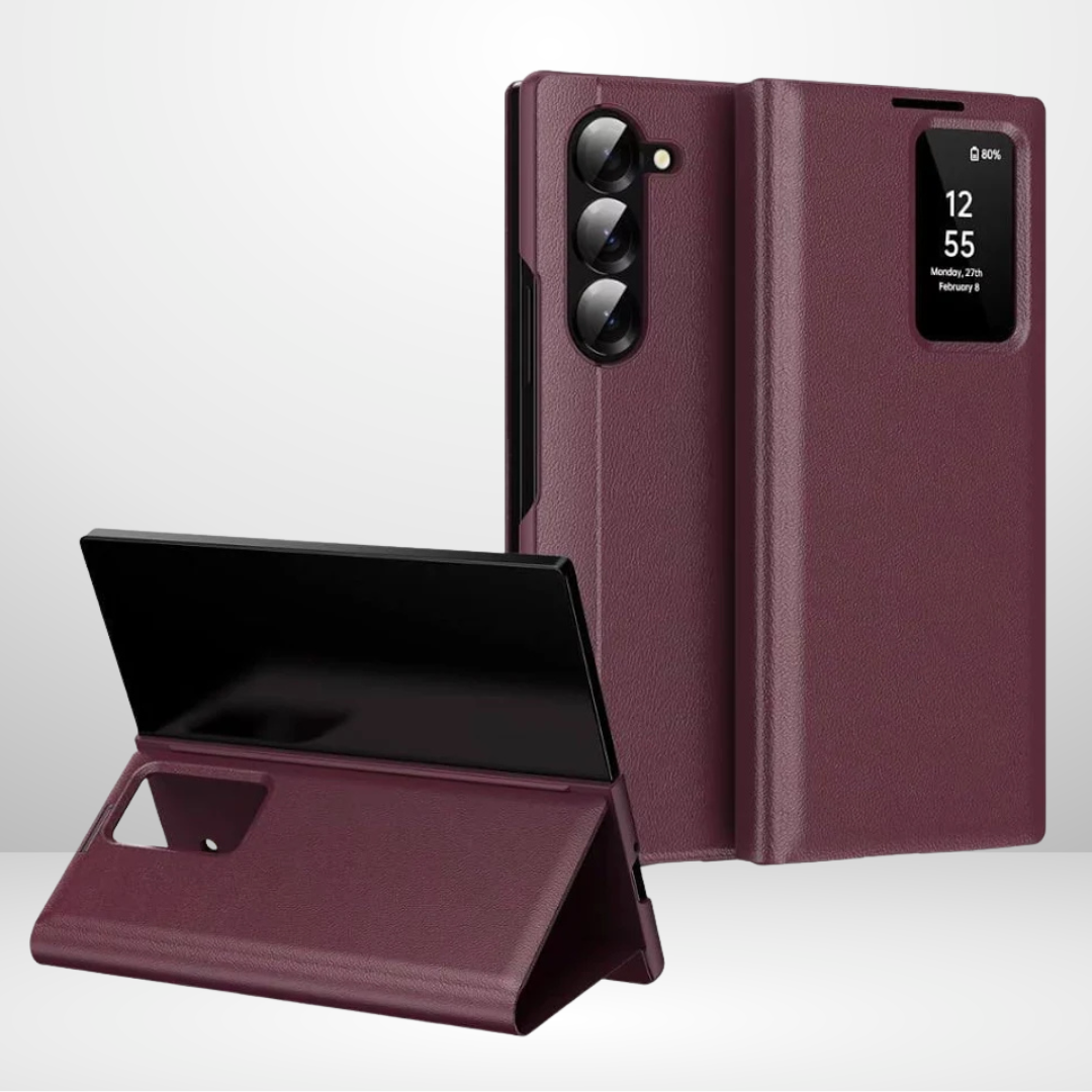 Samsung Galaxy Z FOLD 7 Smart S-View app installed Window Flip Wallet Leather Case