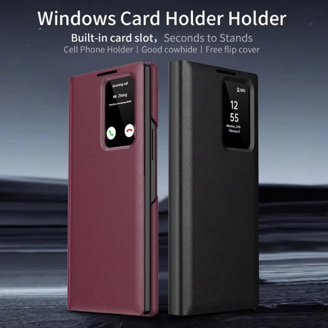 Samsung Galaxy Z FOLD 7 Smart S-View app installed Window Flip Wallet Leather Case