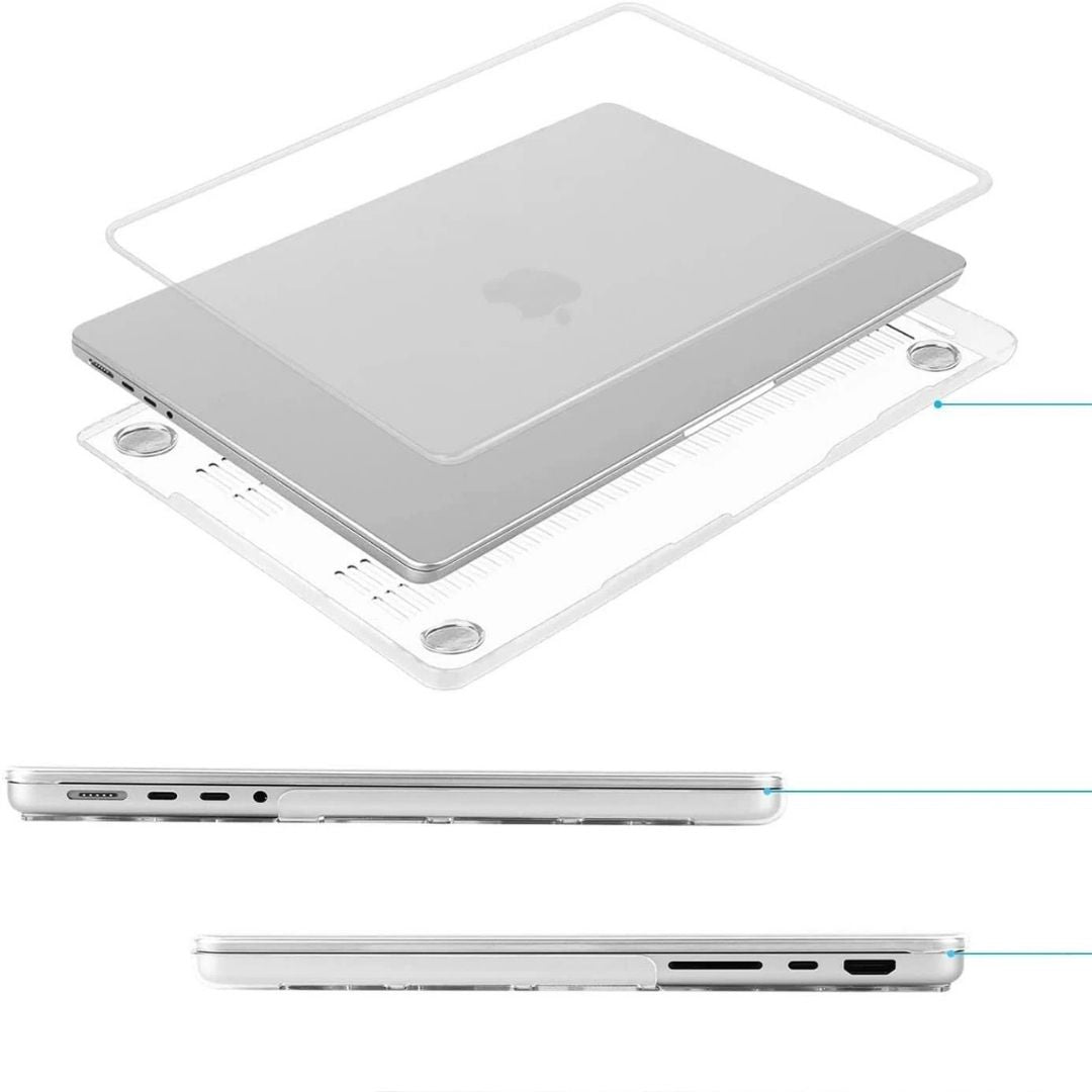 Hard Shell Sleek Protection case for MacBook 14.2 inch (Front & Back) (Transparent clear)