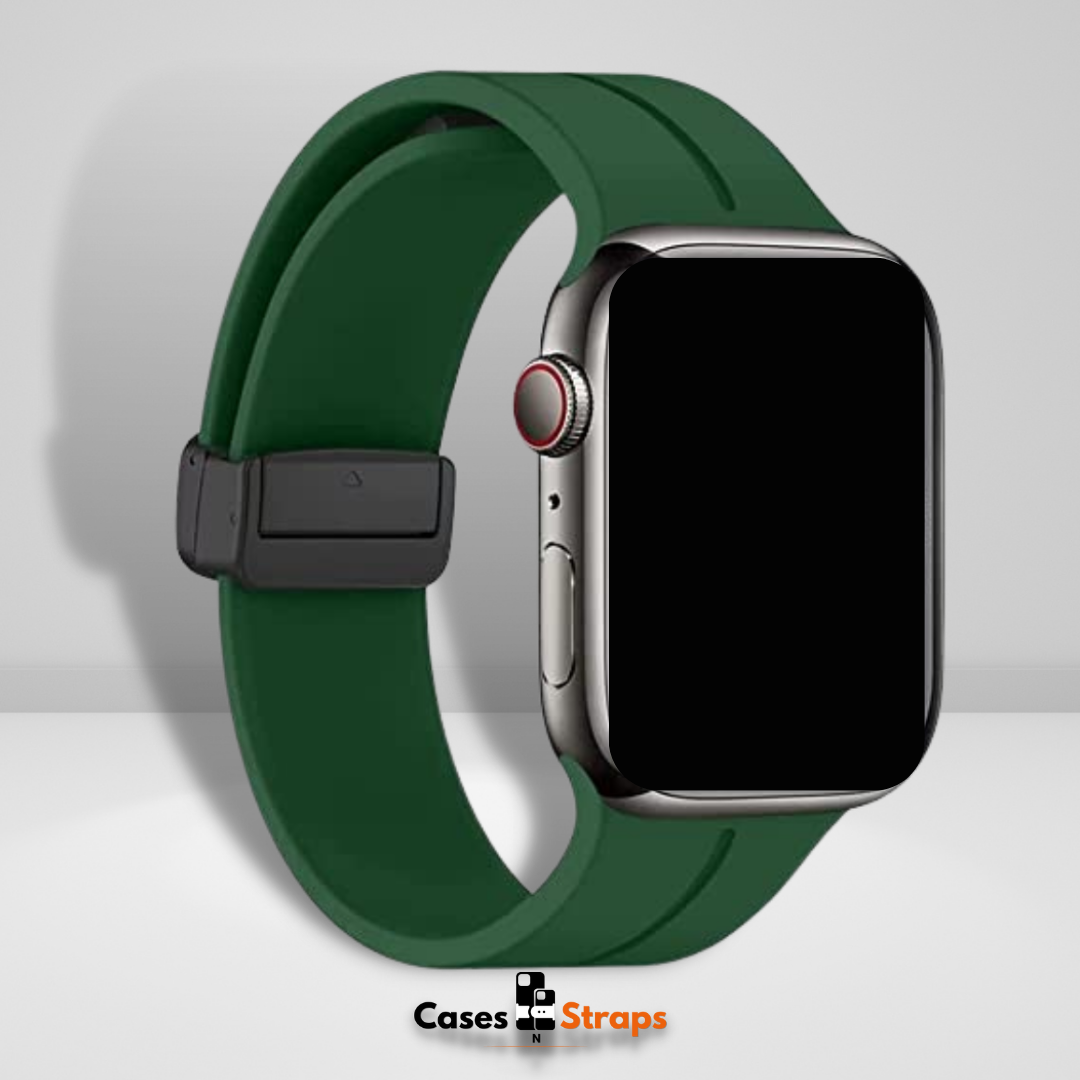 Silicone Magnetic Buckle Watch Strap Army Green Color