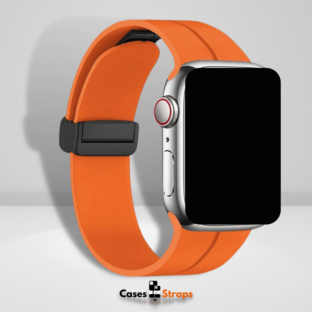 Silicone Magnetic Buckle Watch Strap Orange Color