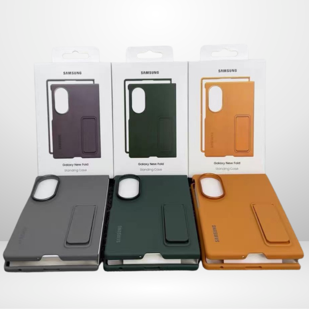 Silicone Standing Case with Metal Camera Ring for Samsung Galaxy Fold 8 Wide