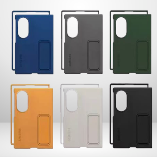 Silicone Standing Case with Metal Camera Ring for Samsung Galaxy Fold 8 Wide