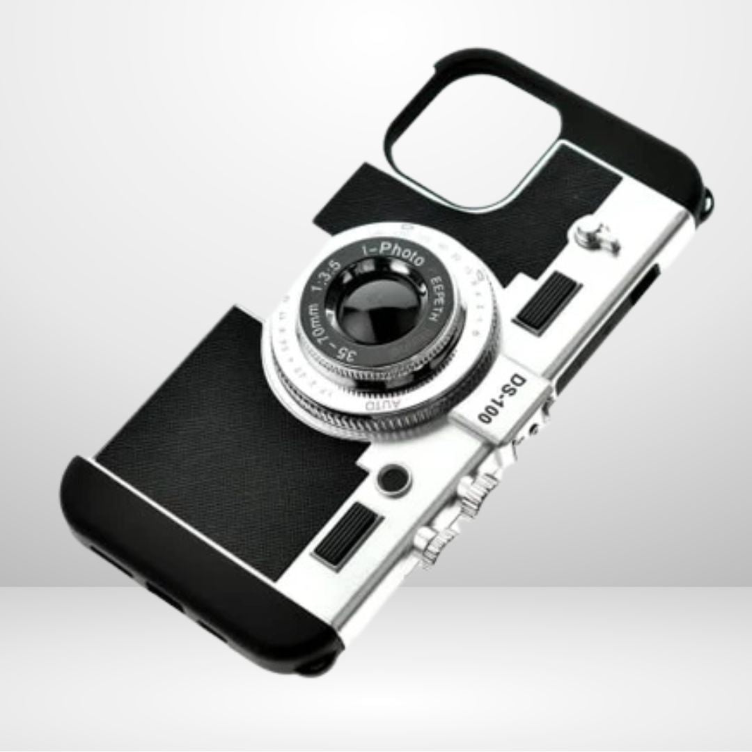 Silicone Vintage Camera Case with Removable Neck Strap Lanyard for iPhone 15/16 series