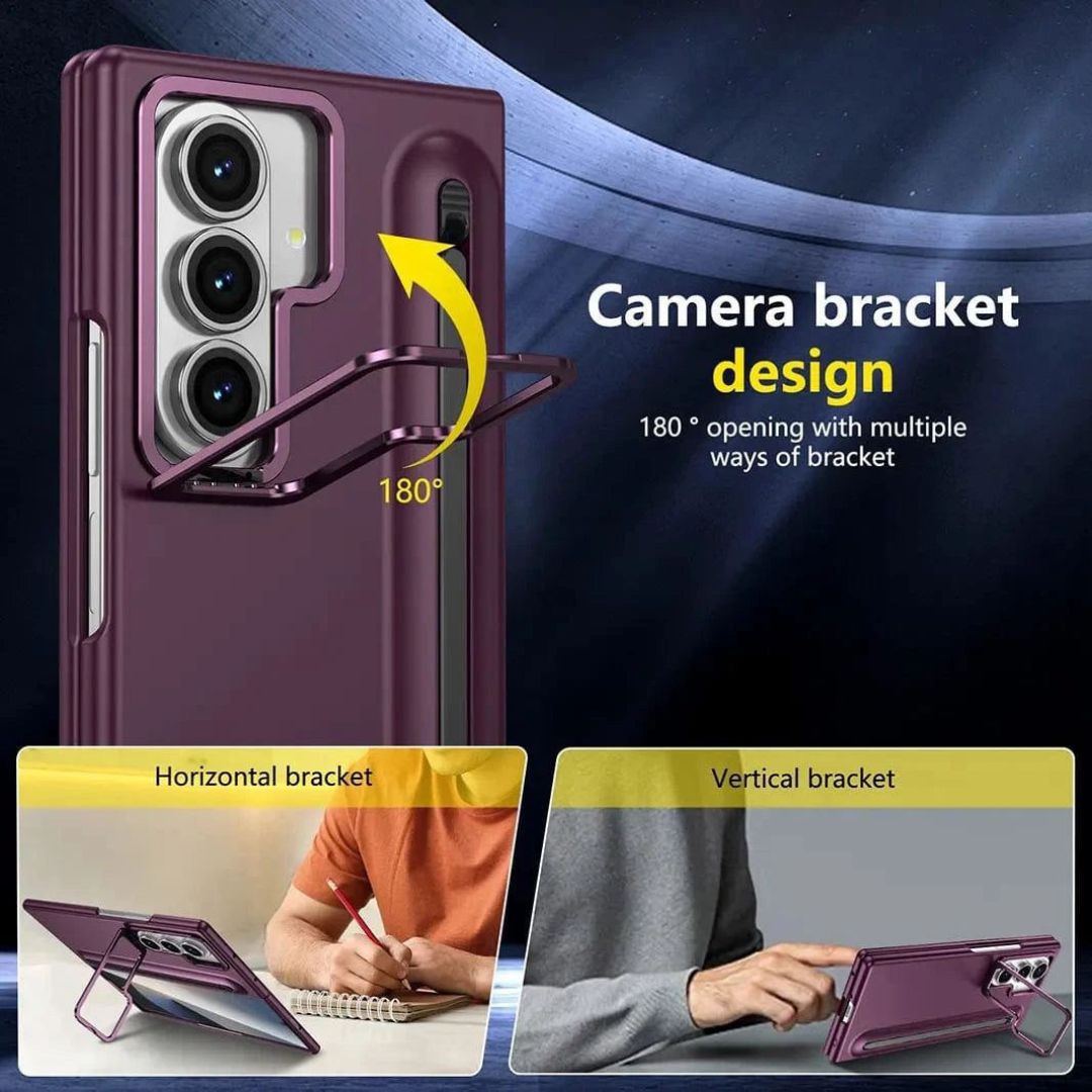 Slim PC Stylus Case with Camera Ring Stand & Front Glass for Samsung Fold 7