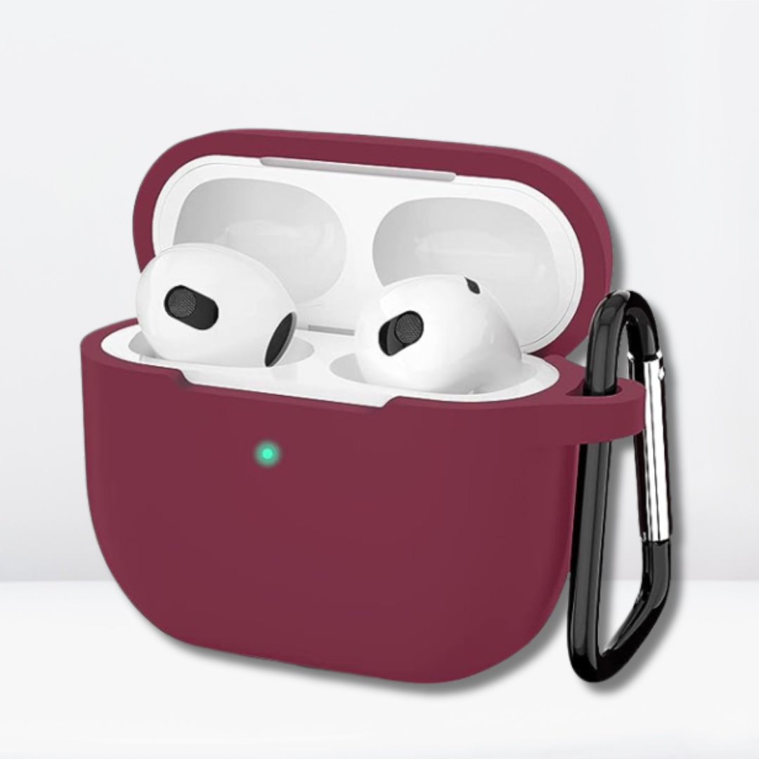 Soft Silicone Full Protective AirPods 3 Case (Mehroon Color)