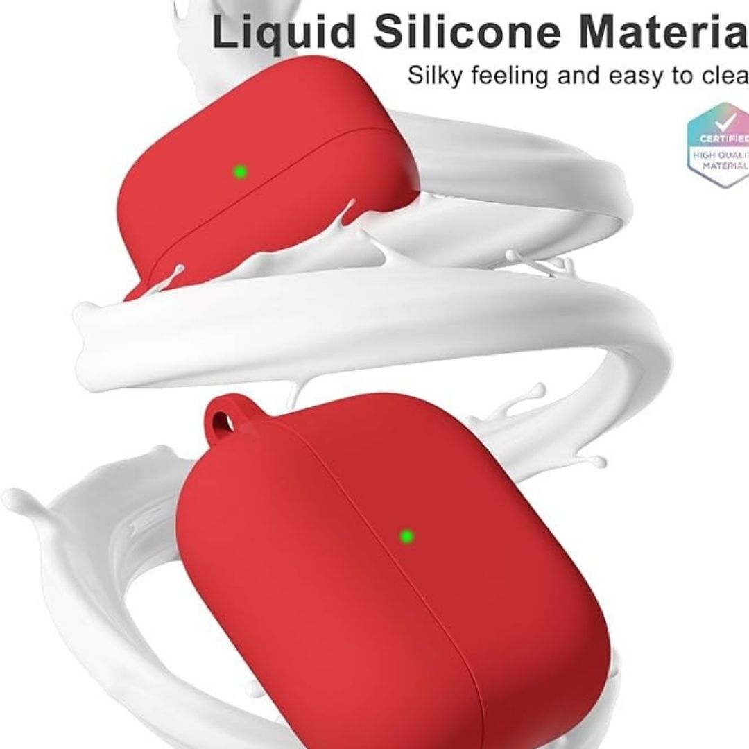 Soft Silicone Full Protective Case Compatible with AirPods 4 (Red)