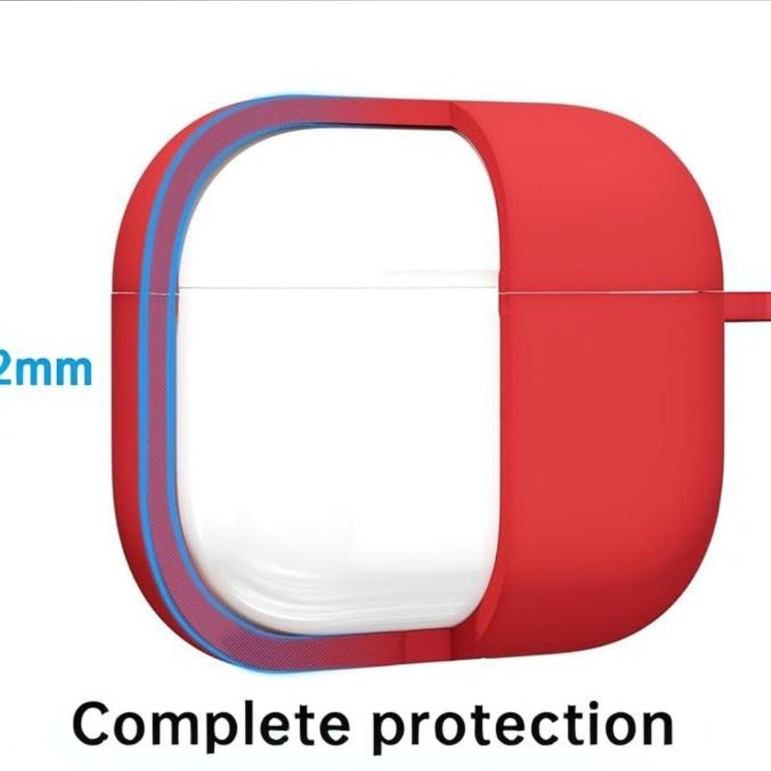 Soft Silicone Full Protective Case Compatible with AirPods 4 (Red)