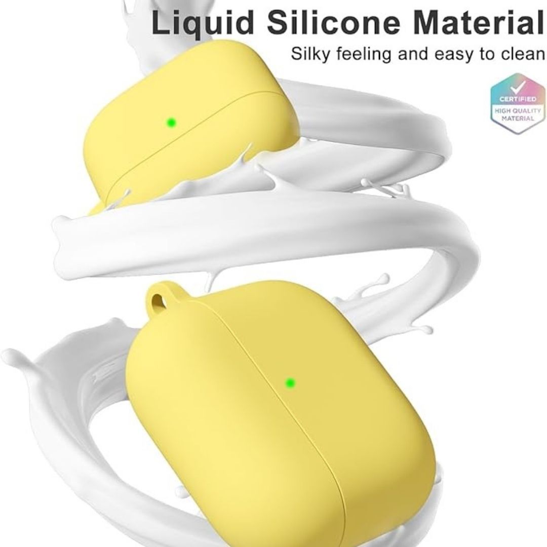 Soft Silicone Full Protective Case Compatible with AirPods 4 (Yellow)