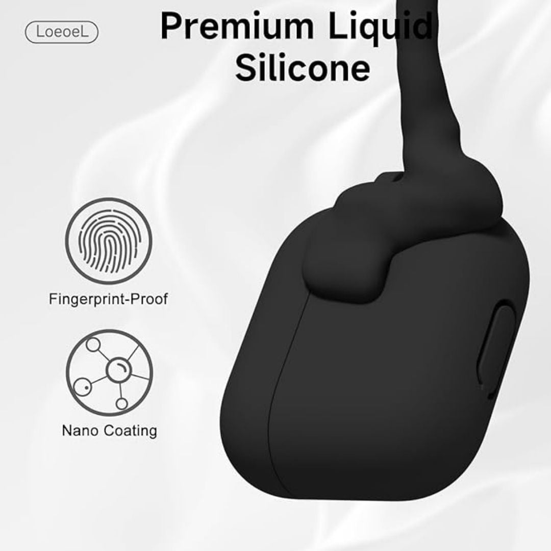 Soft Silicone Full Protective Case Compatible with AirPods 4 (Black)