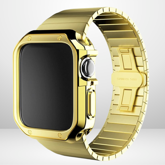 Stainless Steel Luxury Rado Look Strap with Bumper (Gold Color) 42/44/45/49 MM