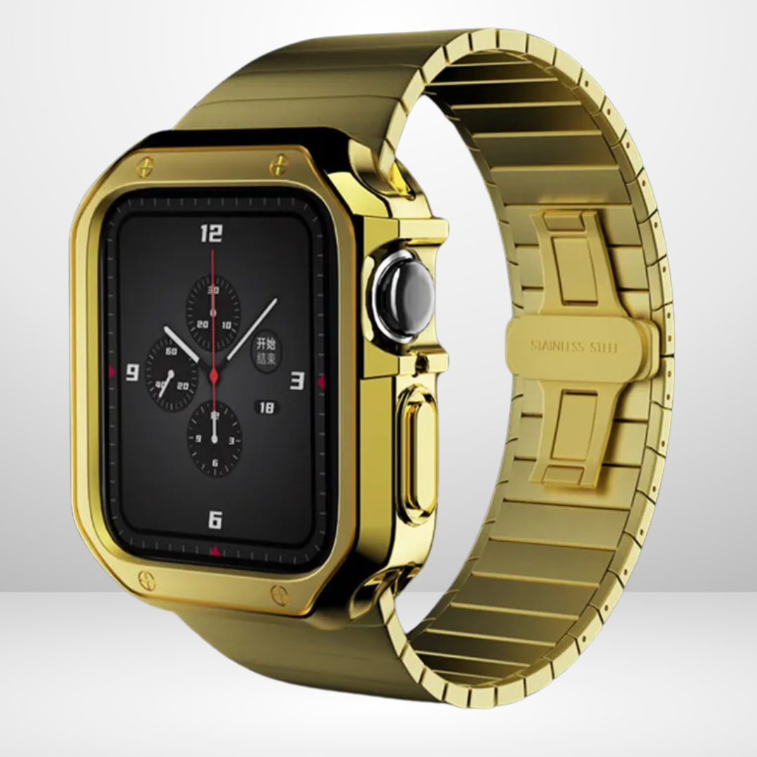 Stainless Steel Luxury Rado Look Strap with Silicone Bumper (Gold Color) 42/44/45/49 MM