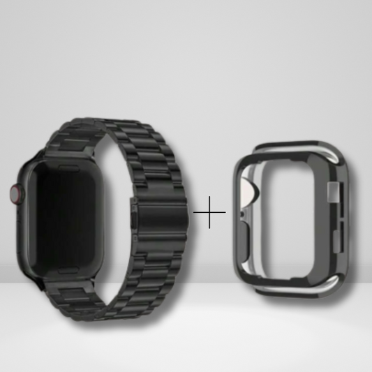 Stainless Steel Watchband & Case Set Combo For iWatch ( Black Color )