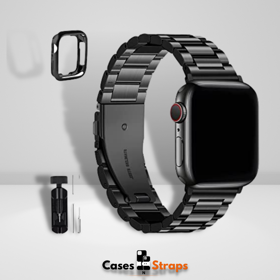 Stainless Steel iWatch Strap With Watch Case Black Color