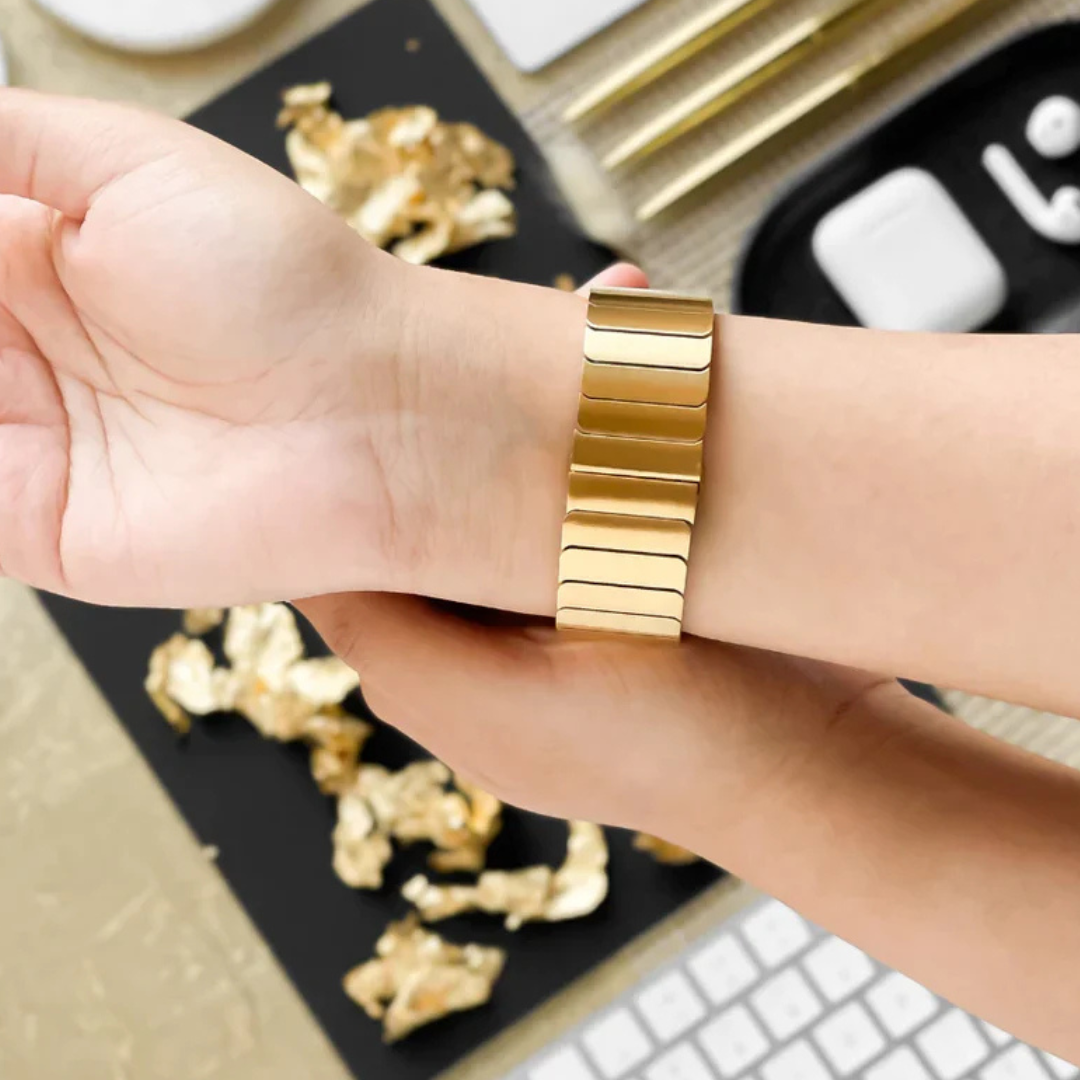 Stainless Steel Luxury Rado Look Strap with Bumper (Gold Color) 42/44/45/49 MM