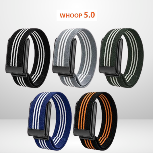 Striped Nylon Strap with Black Buckle Bezel for WHOOP 5.0