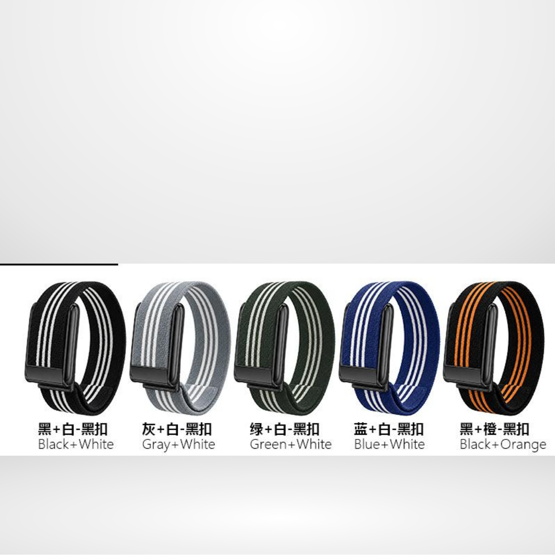 Striped Nylon Strap with Black Buckle Bezel for WHOOP 5.0