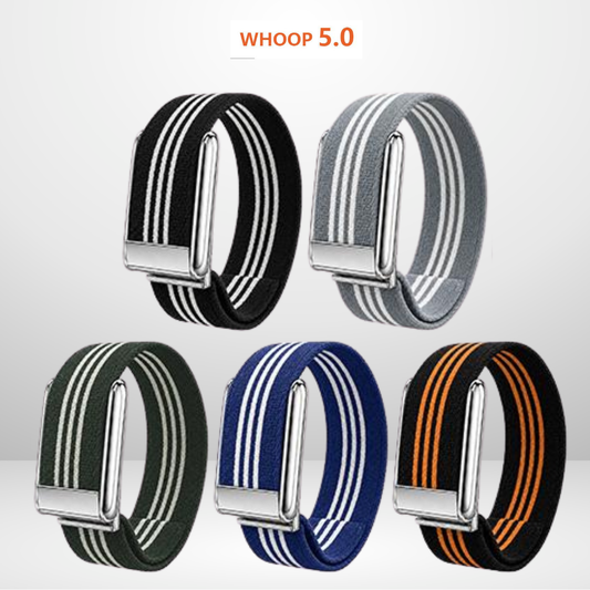 Striped Nylon Strap with Silver Buckle Bezel for WHOOP 5.0