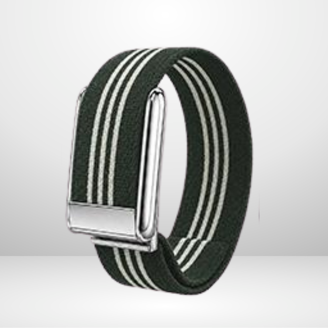 WHOOP 5.0 Striped Nylon Strap with Silver Buckle Bezel | Fitness Band