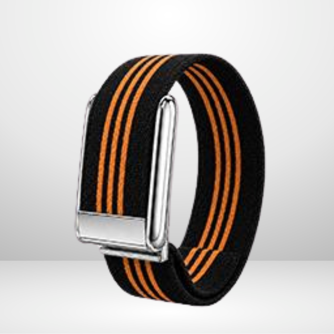 WHOOP 5.0 Striped Nylon Strap with Silver Buckle Bezel | Fitness Band
