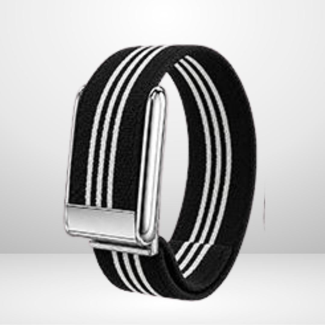 WHOOP 5.0 Striped Nylon Strap with Silver Buckle Bezel | Fitness Band