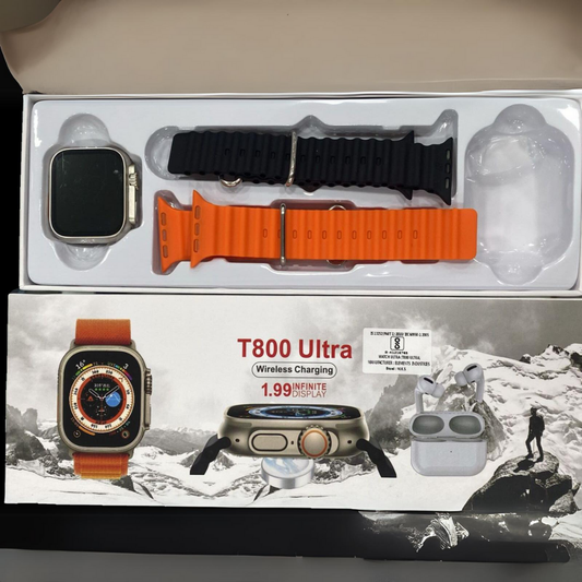 T800 Ultra Unisex Smart Watch with 2 silicone straps