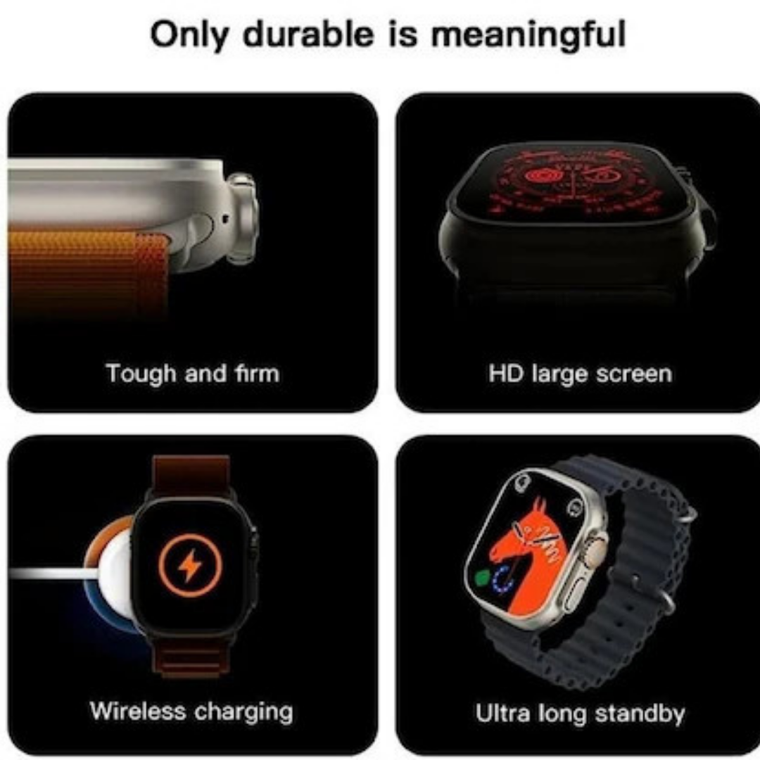 T800 Ultra Unisex Smart Watch with 2 silicone straps