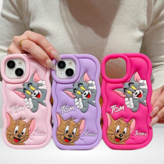 The Cute Silicone Tom & Jerry Case for iPhone 12/13/14/15 Series