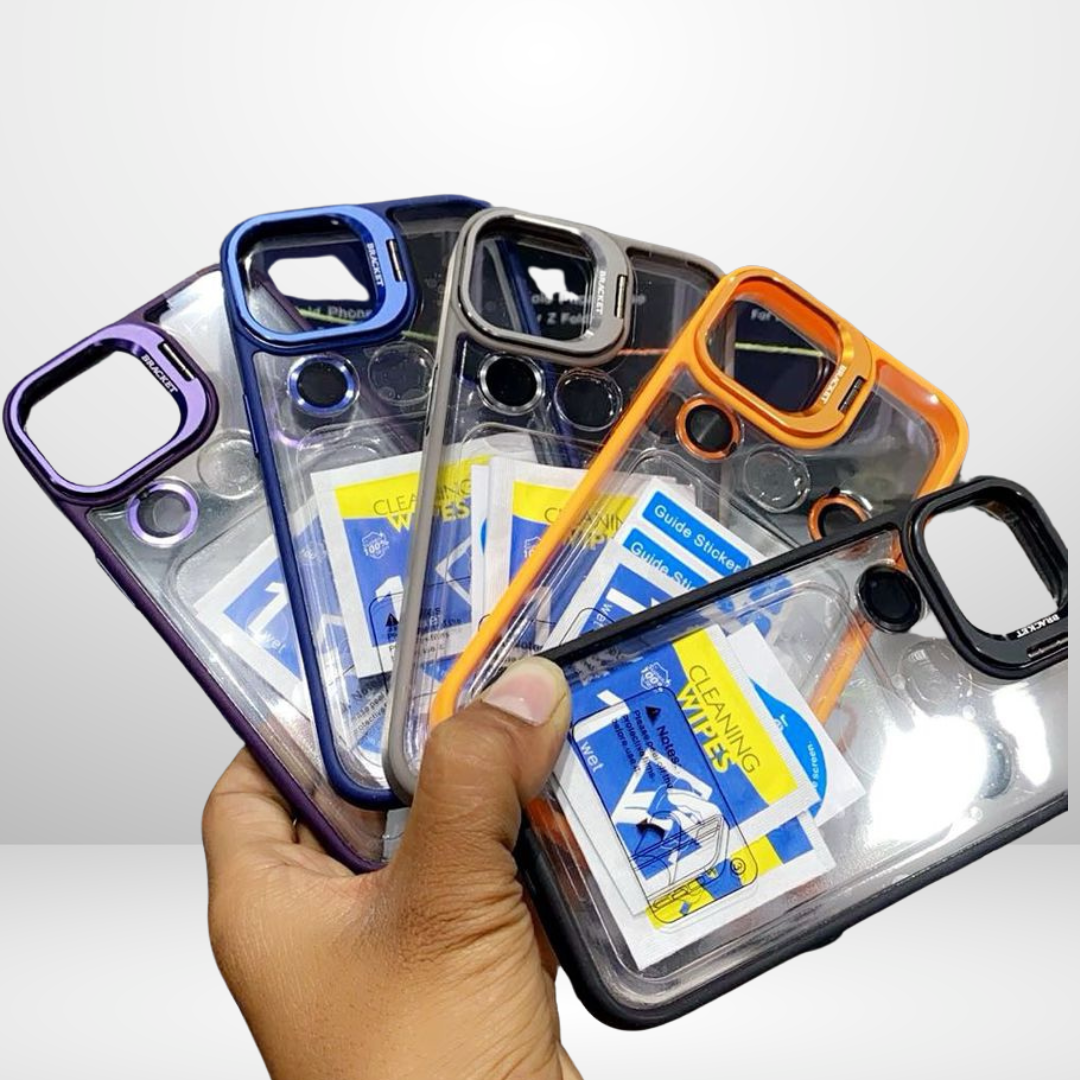 Transparent Color Magsafe with Camera Stand Case for iPhone (FREE Camera Rings)