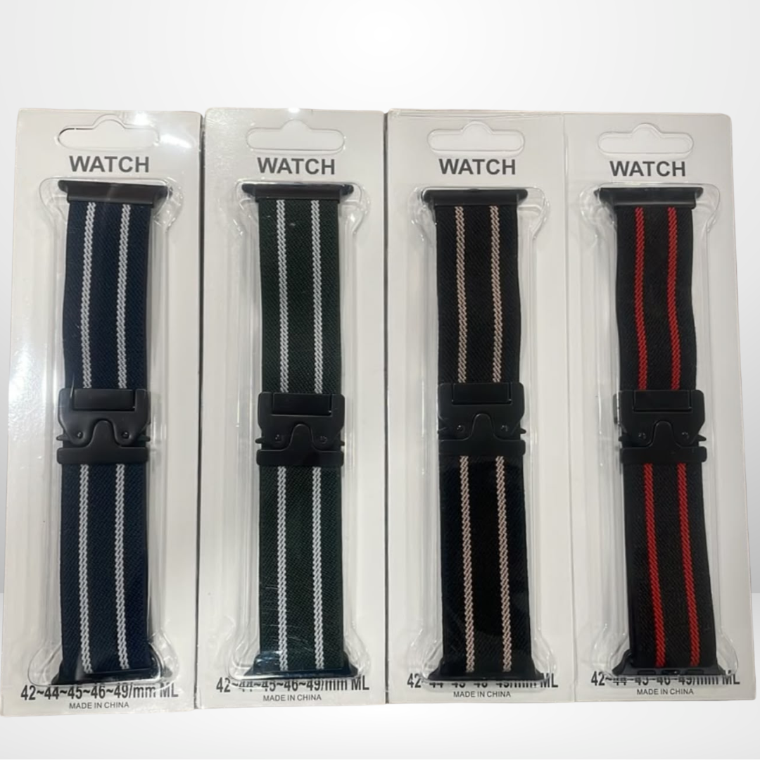 Two Striped Fabric Strap with New Lock for iWatch 42/44/45/46/49mm