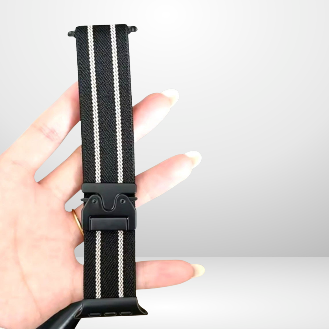 Two Striped Fabric Strap with New Lock for iWatch 42/44/45/46/49mm