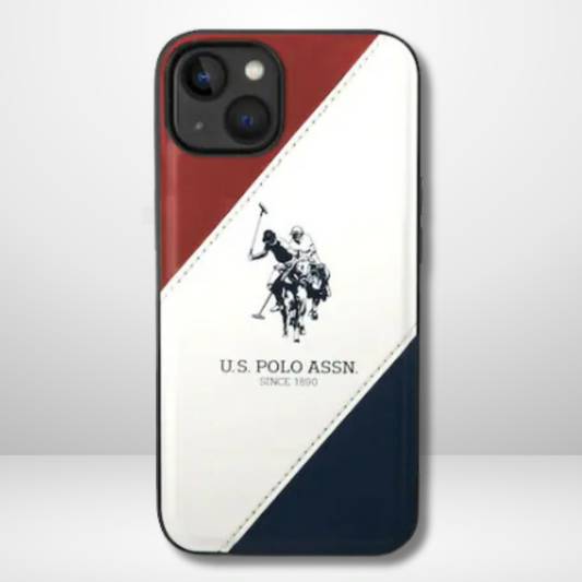 U.S. POLO Leather Tri Color Case for iPhone 15/Pro/Pro Max.