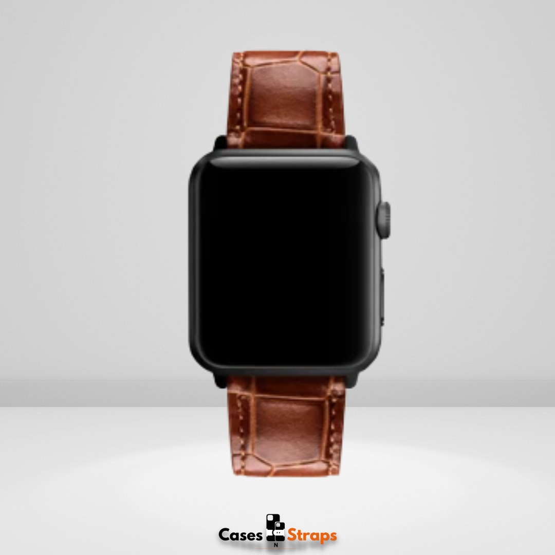 Leather Crocodile Strap for iWatch Brown Color