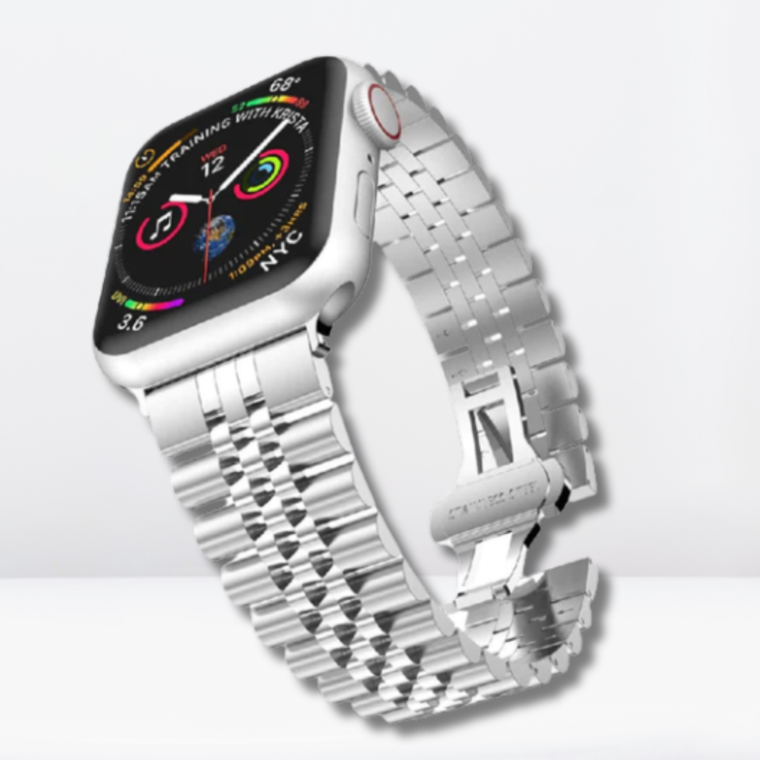 Vintage One Shade Stainless Steel iWatch Strap with Bumper Case (Silver)