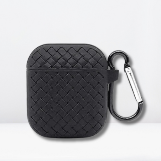 Woven Pattern Silicone Soft Case for AirPods 1/2 (Black)