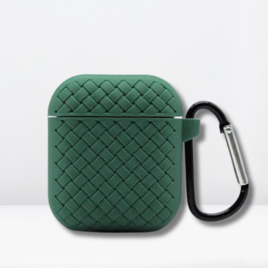 Woven Pattern Silicone Soft Case for AirPods 1/2 (Midnight Green)