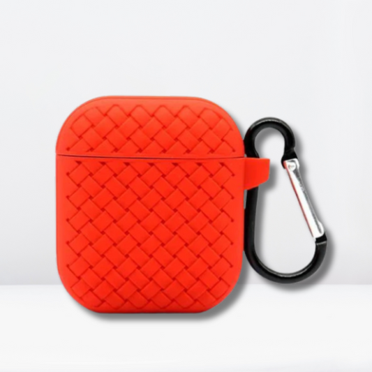 Woven Pattern Silicone Soft Case for AirPods 1/2 (Red)
