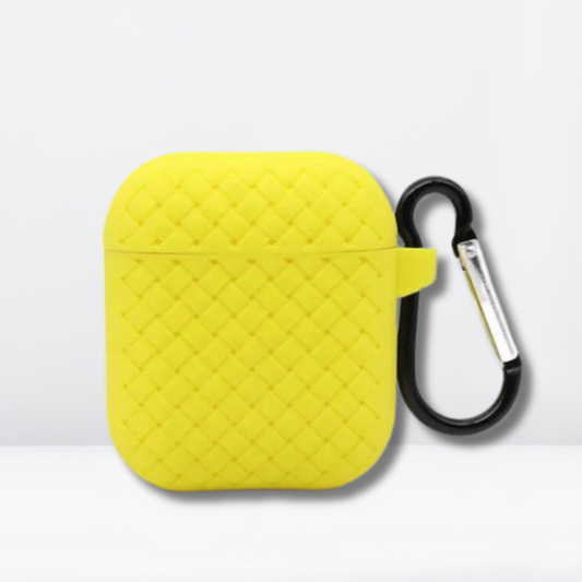 Woven Pattern Silicone Soft Case for AirPods 1/2 (Yellow)