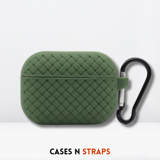 Woven Pattern Silicone Soft Case for AirPods 3 (Army Dark Green)