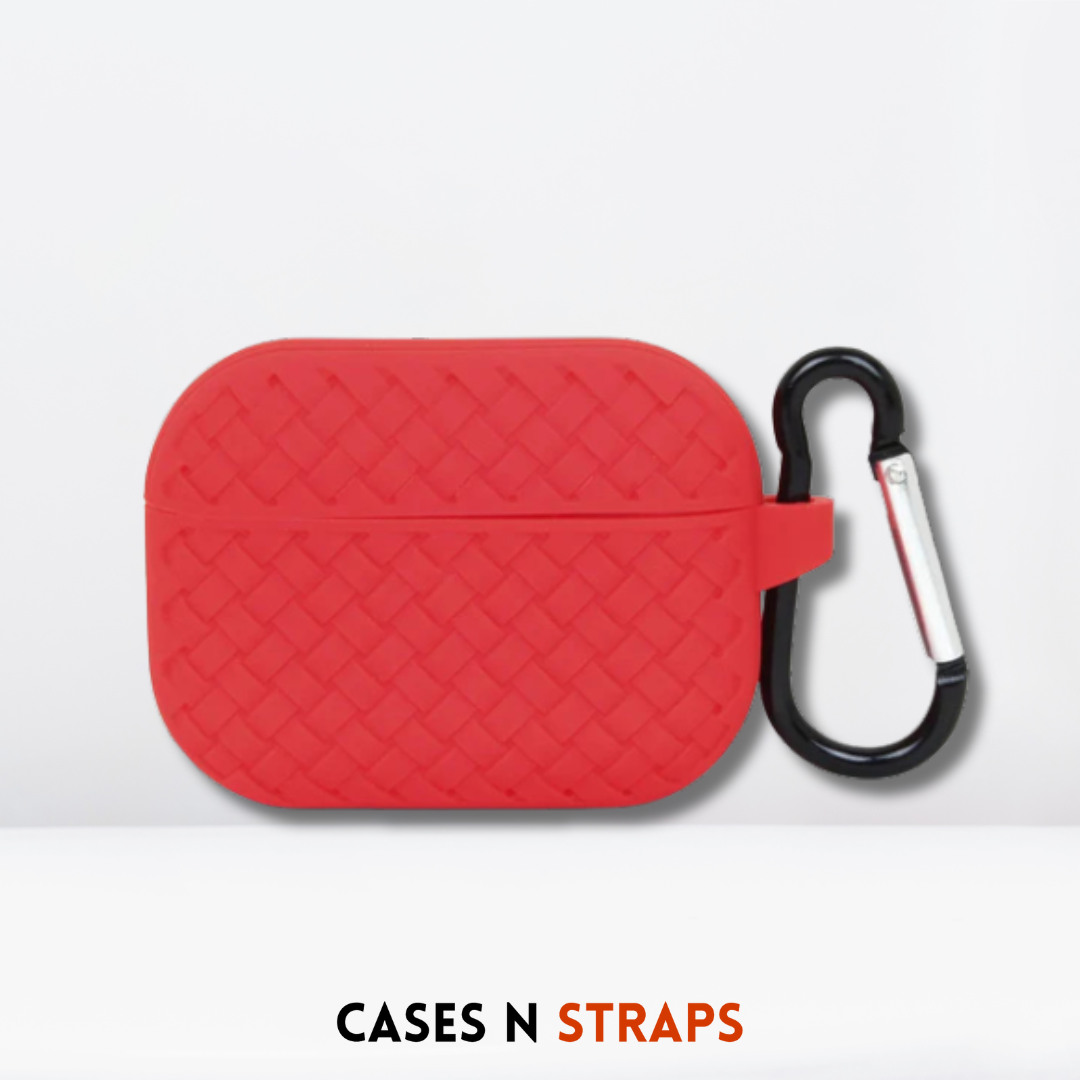 Woven Pattern Silicone Soft Case for AirPods 3 (Red)