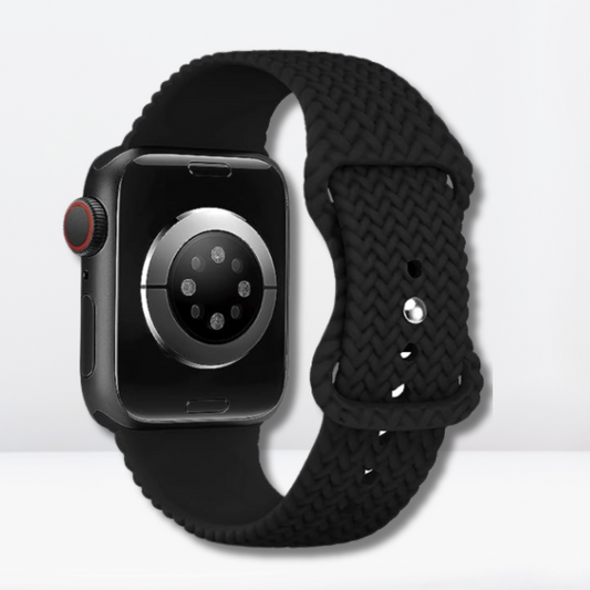 Woven Pattern Silicone iWatch Strap (Black Color)